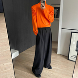 早春个性百搭高领堆堆领垫肩长袖高饱和四色打底衫男女T0389P55，男装T恤，电商C219