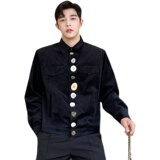 2024秋ins秀款灯芯绒异形扣新中式改良中山装短款夹克W0279P120，男装夹克，电商C219