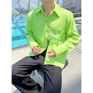 春夏设计师韩版休闲解构不规则长袖衬衫三色男女C0583 P75图片