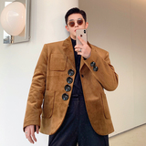 2024秋ins秀款韩版个性大扣子金丝绒面西装礼服外套W0337P125，男装西服，电商C219