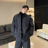 冬款设计师韩版百搭廓形压褶肌理纹衬衣加厚棉服W0683P160，男装棉衣，电商C219