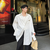 春夏设计韩版休闲长款随性飘带袖百搭衬衫两色男女C0558P80，男装衬衫，电商C219