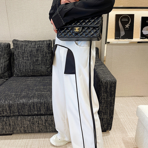 2024秋款ins韩版小香风个性黑白撞色拼接休闲长裤 两色 K0303 P85图片