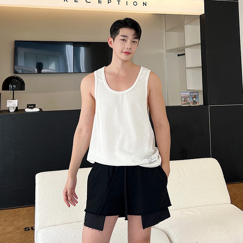 夏款设计师松紧腰抽绳重磅GD权志龙同款超短毛边卫裤K0605P60,男装休闲裤,电商C219
