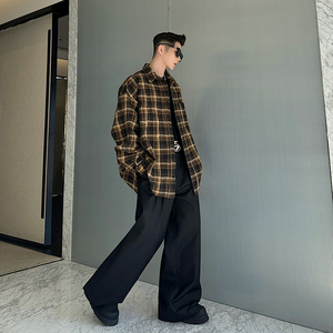 2024SS巴家oversize廓形定制褶皱格纹衬衫外套两色男女C1046 P125图片