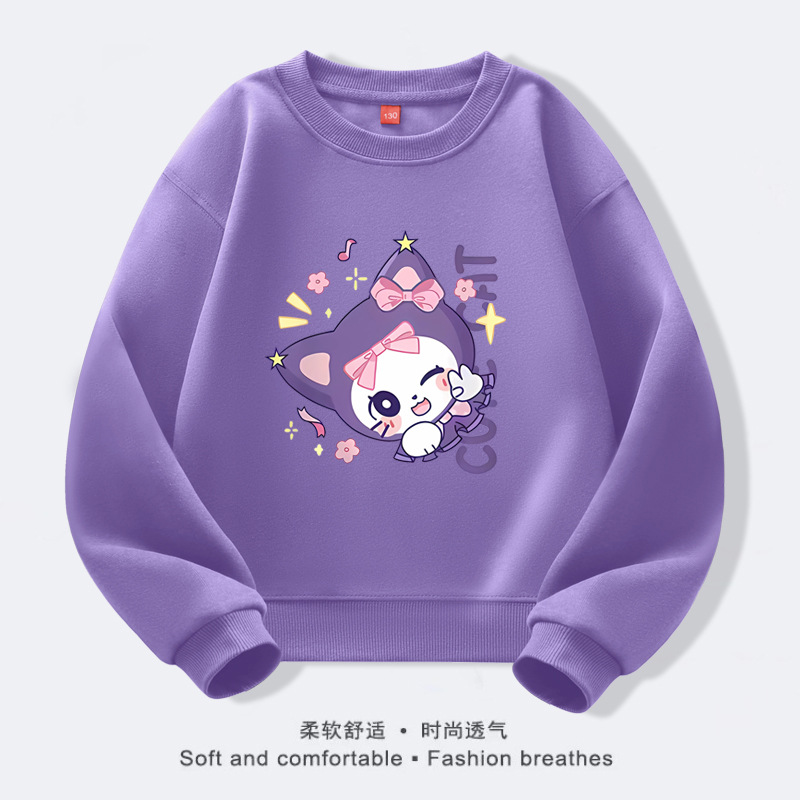 紫色库洛米可爱卡通印花儿童卫衣秋季新款2024小女孩休闲套头衫潮