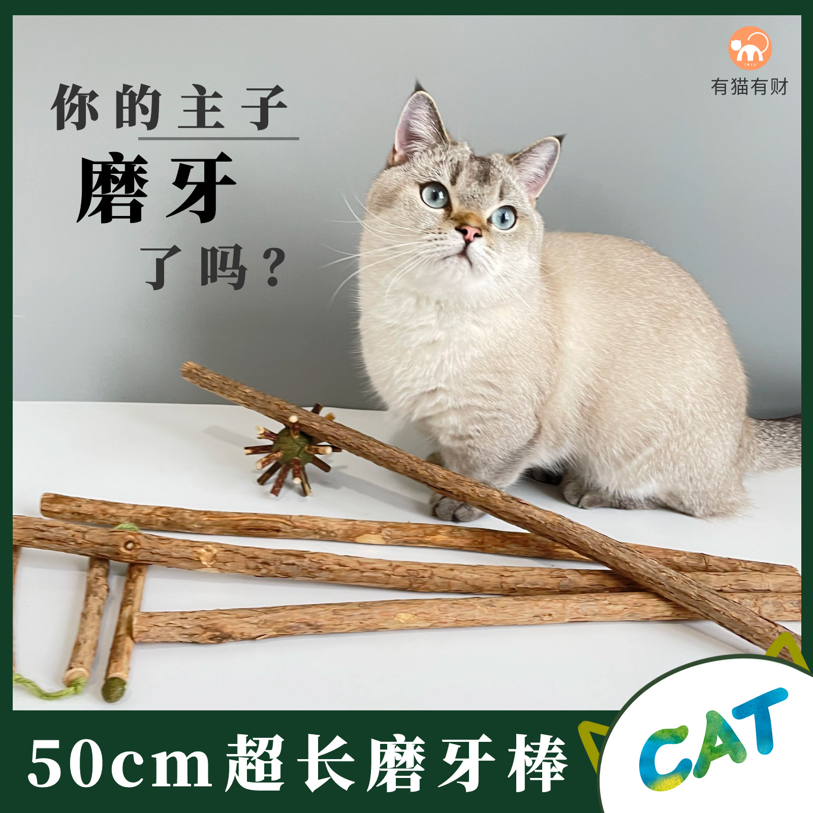 猫咪木天蓼磨牙棒超长猫咪零食猫薄荷玩具自嗨解闷神奇逗猫棒耐咬