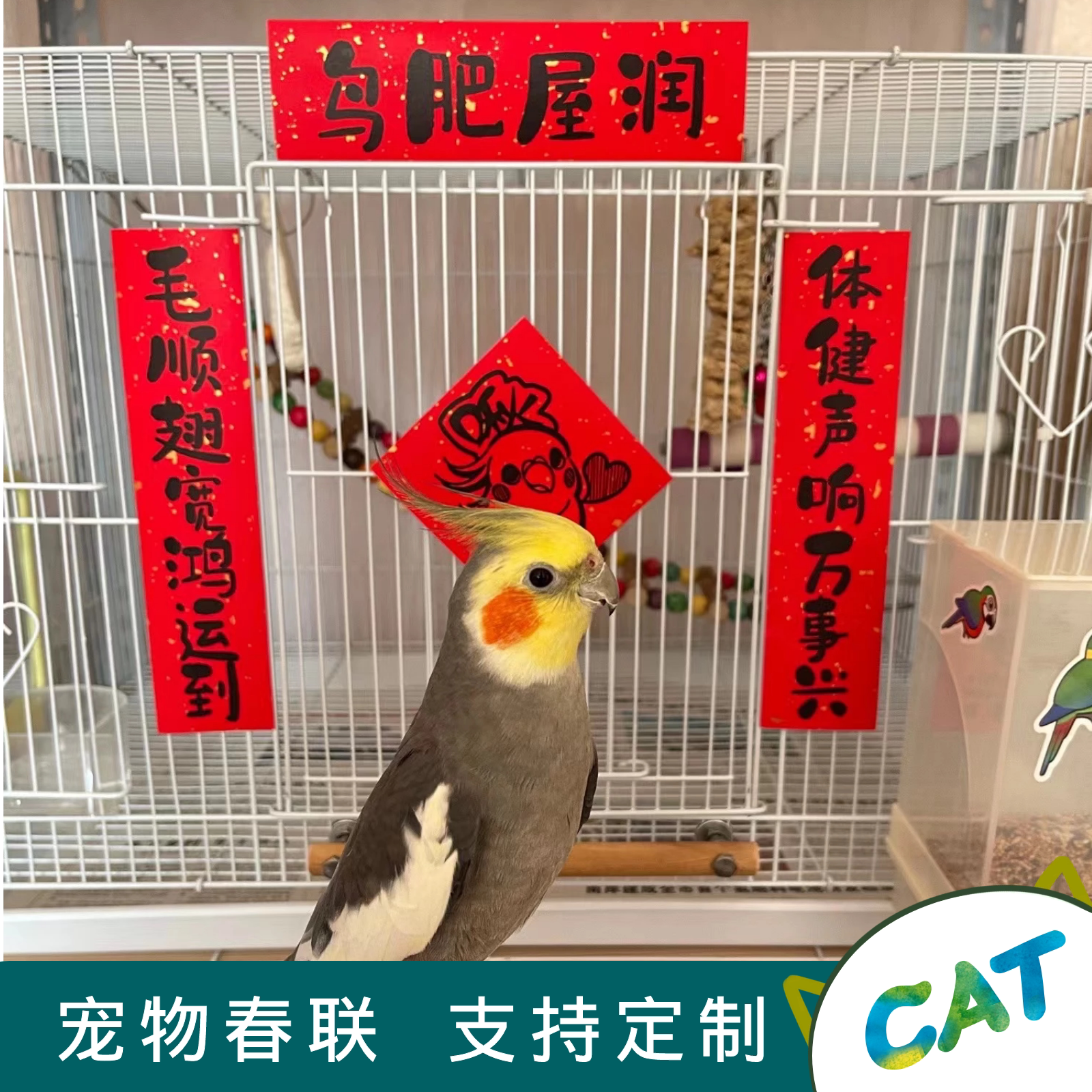 宠物小动物春联龙猫鼠笼子迷你小对联新年猪兔子鸟电脑不干胶定制