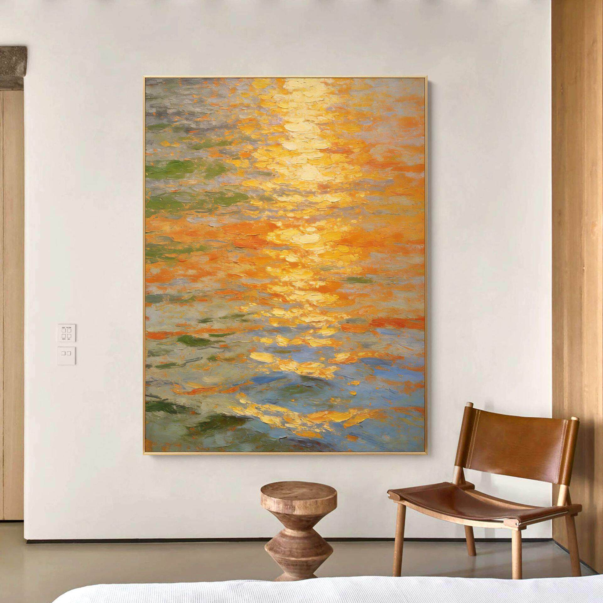 《日进斗金》中古风手绘油画客厅卧室抽象装饰画小众艺术玄关挂画