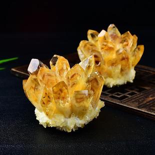 天然黄水晶簇摆件手链饰品消磁净化居家办公室装饰品摆设节日礼品