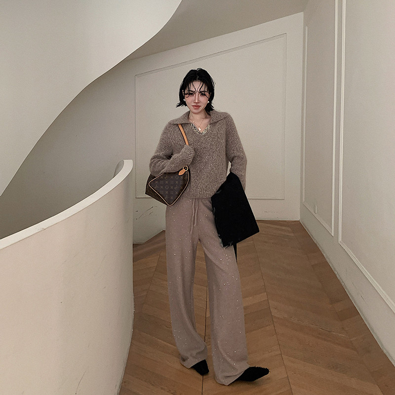 十三粥 松光赋 休闲慵懒阔腿直筒长裤女秋冬宽松遮肉通勤实穿百搭,女装/女士精品,休闲裤,淘宝优惠券,粉丝福利购,淘宝优惠卷