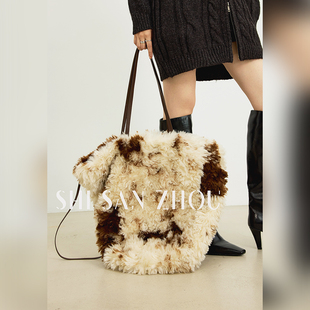 十三粥 雪团子 时髦大包包女冬季通勤百搭可单肩可手提加厚包包