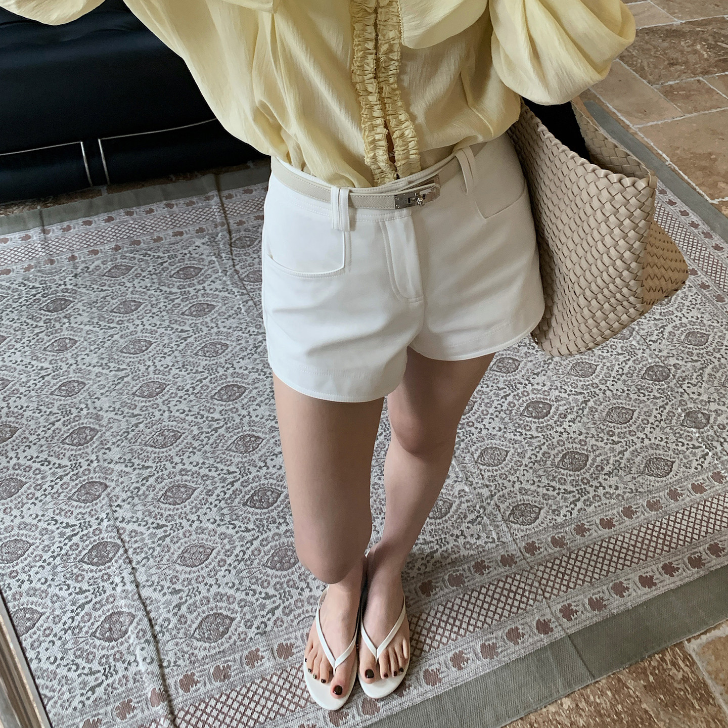 十三粥 超绝比例 夏季棉休闲时尚设计百搭带腰带防走光中腰短裤女