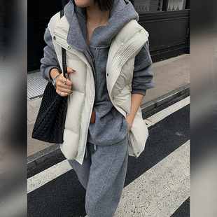 保暖加厚立领外套冬季 时尚 女宽松休闲白鸭绒马甲 冬日恋岛 十三粥
