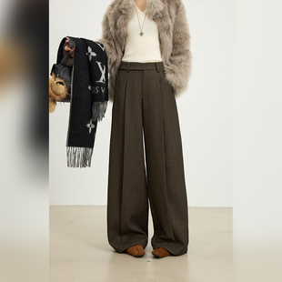 裤 十三粥 西装 绵羊毛莱赛尔时尚 女冬宽松遮肉阔腿直筒 老钱幕僚