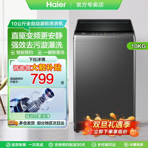 海尔洗衣机波轮家用全自动10公斤