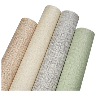 加厚麻布纹墙纸自粘防水防潮纯色客厅卧室家用自带胶壁纸宿舍装饰