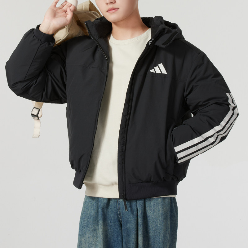 阿迪达斯羽绒服男装冬季新款运动连帽加厚短款外套JG3845