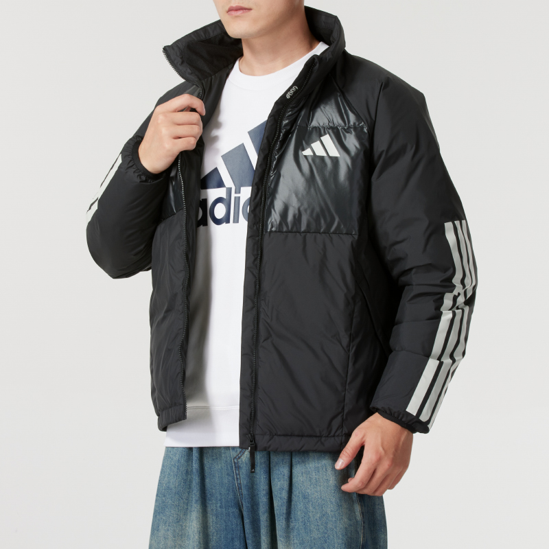 阿迪达斯 （adidas）立领羽绒服男冬季新款运动服黑色加厚鸭绒外