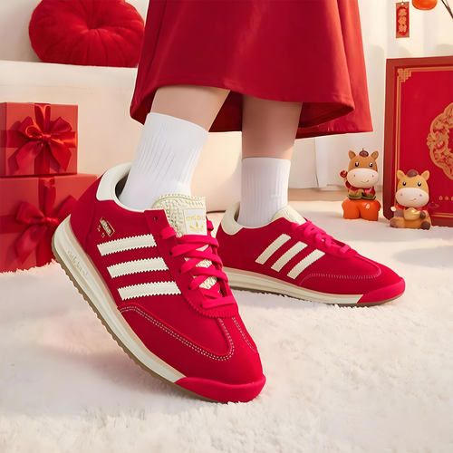 adidas阿迪达斯三叶草红色本命T头鞋男女SL72 RS厚底德训鞋JQ9823