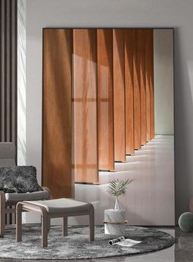 现代轻奢客厅餐厅玄关装饰画橙色立体空间艺术背景墙壁竖版挂画