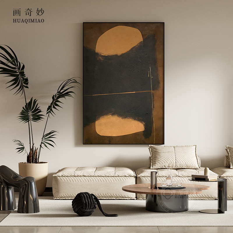简约现代复古风抽象酒店书房客厅玄关装饰画卧室床头壁画竖版挂画图片