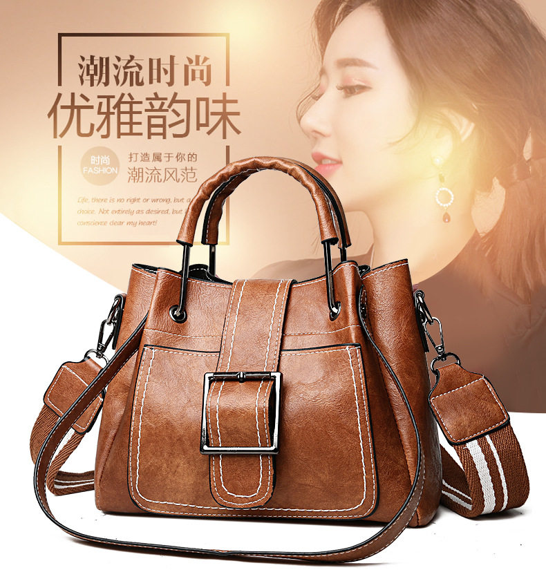 单肩手提女包新款bags欧美时尚油皮钳子包铁把粗线包欧美大众百搭