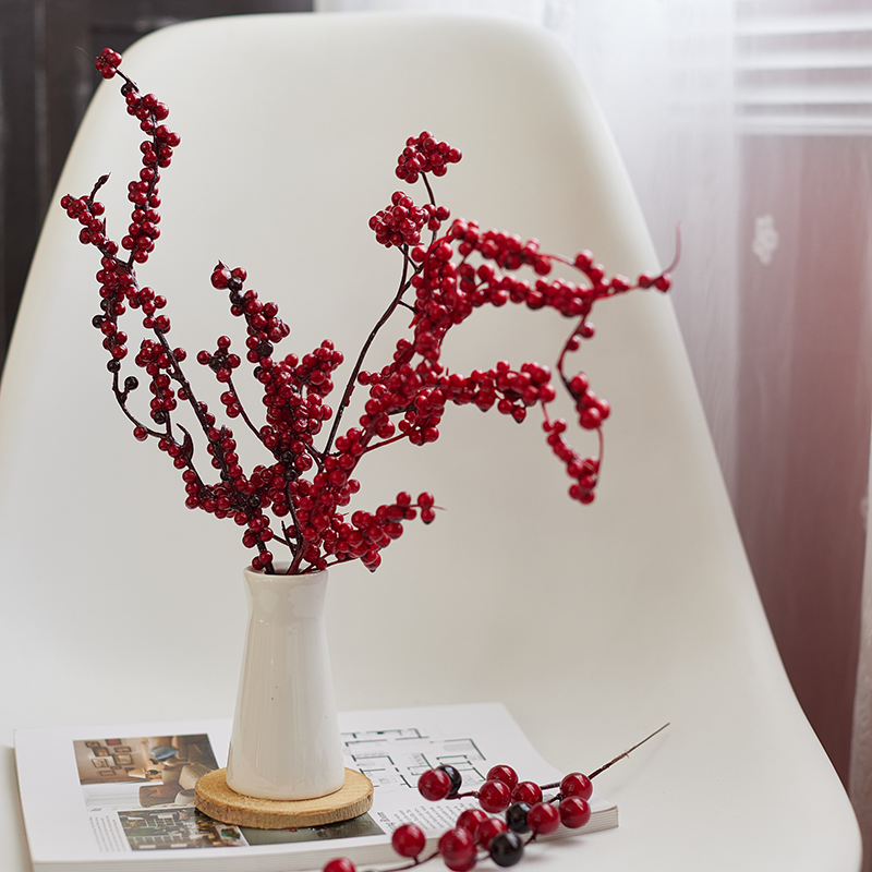 圣诞红果装饰拍摄道具花环藤条