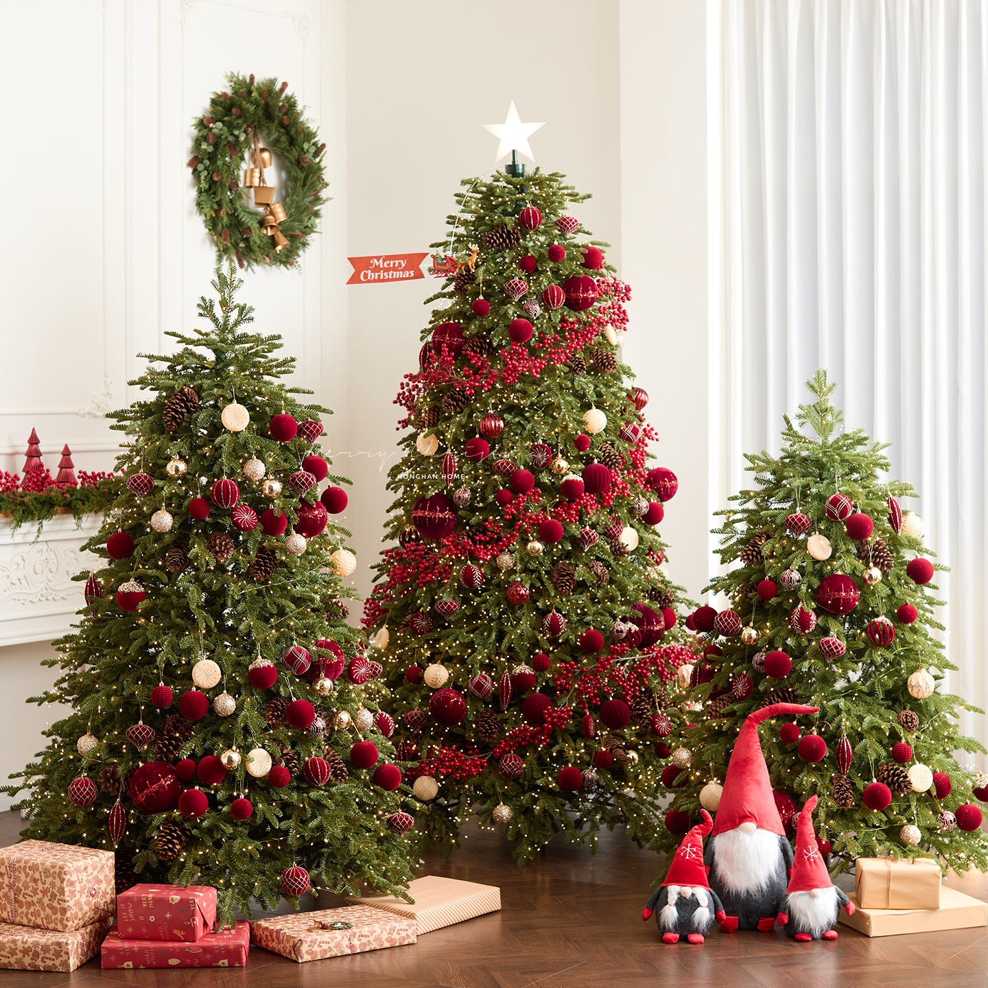 泓瀚加密诺贝松圣诞树红色套装