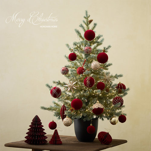 圣诞树桌面全pe发光红色套餐树