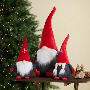 泓瀚圣诞节装 饰品无脸地精老人玩偶公仔桌面摆件橱窗场景布置道具