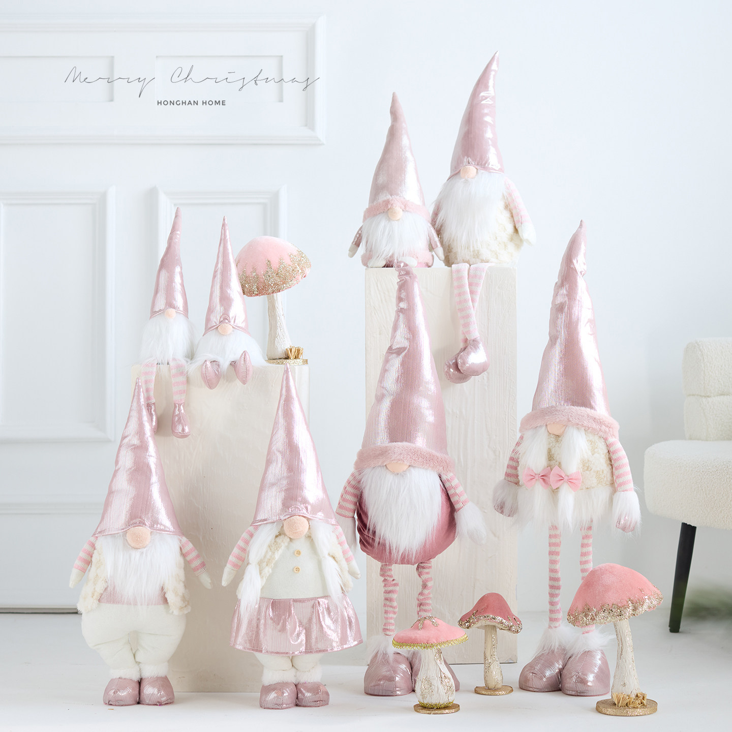 泓瀚圣诞装饰品大型粉色无脸地精老人公仔伸缩杆娃娃场景布置道具,节庆用品/礼品,圣诞装饰品,淘宝优惠券,粉丝福利购,淘宝优惠卷