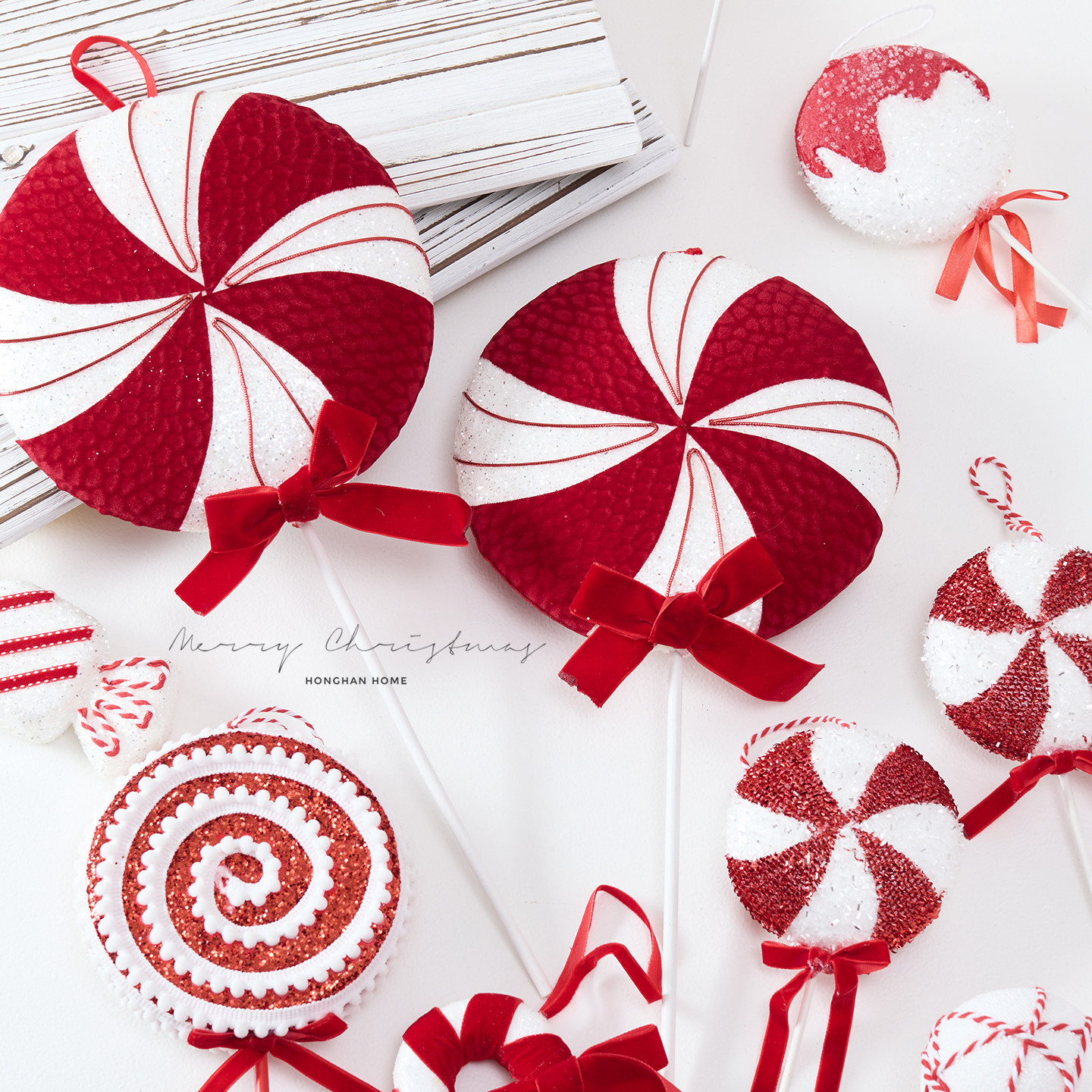 泓瀚新款圣诞树装饰挂件红色棒棒糖拐杖圣诞树糖果装饰品套餐挂饰