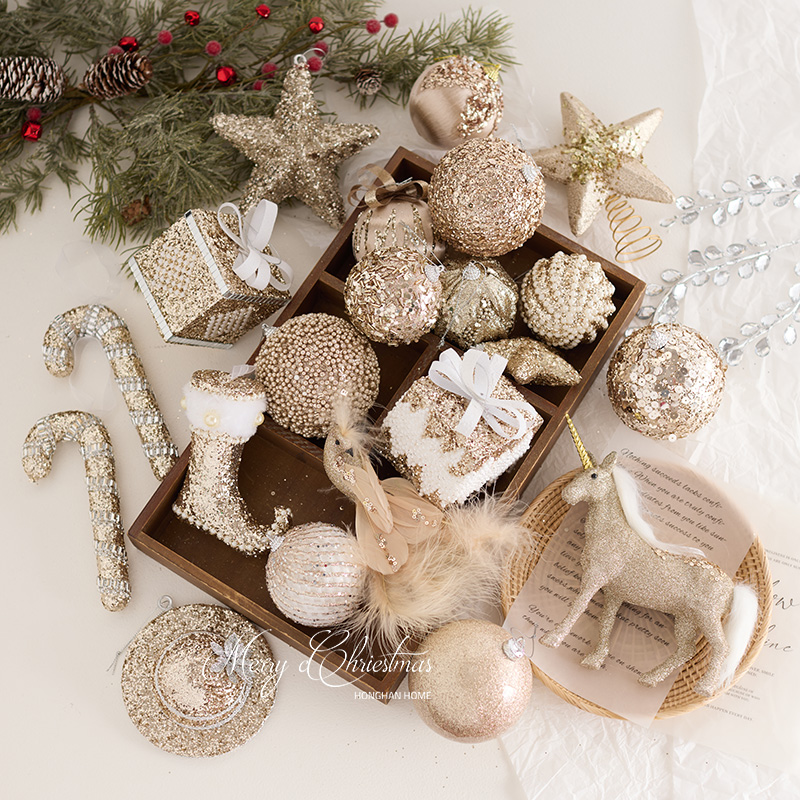 圣诞球香槟色超精致的异形球