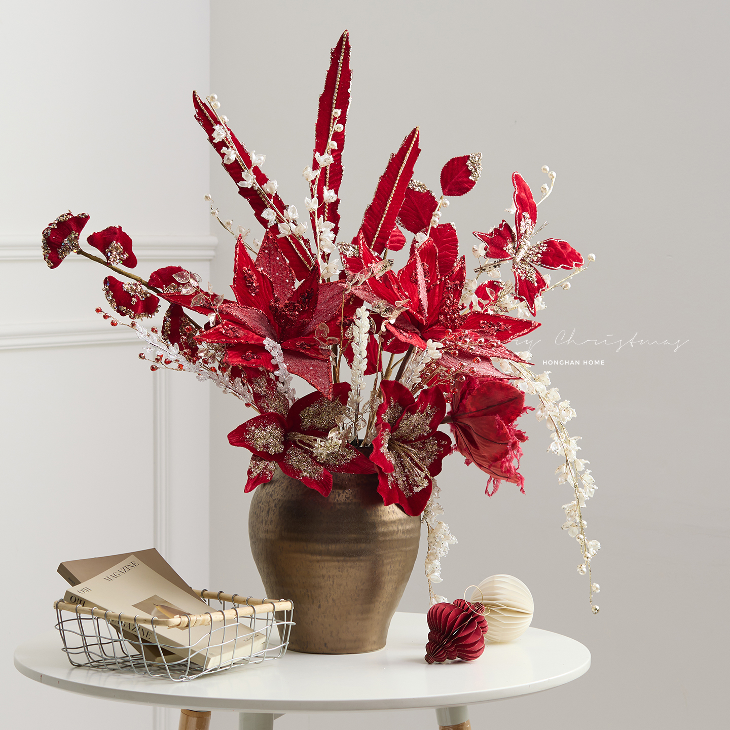 泓瀚红色圣诞花插枝组合拼插