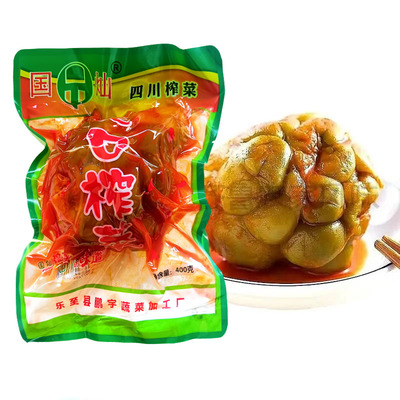 国灿榨菜爽口菜四川榨菜酱腌菜青菜头腌渍菜咸菜香辣下饭菜400克