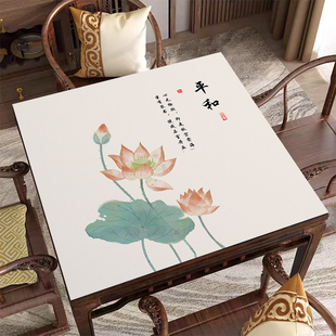 轻奢红木桌布防水防油免洗正方形餐桌台布方形茶几垫八仙桌垫 中式