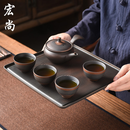 宏尚功夫茶具一壶两四跳刀紫陶