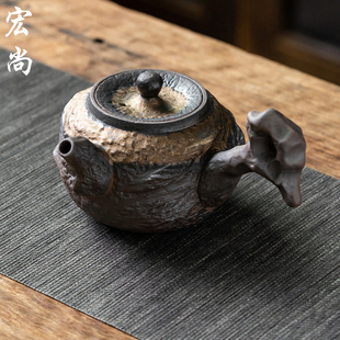 复古中式古早烧侧把壶大容量粗陶家用办公功夫茶具茶壶单壶泡茶壶