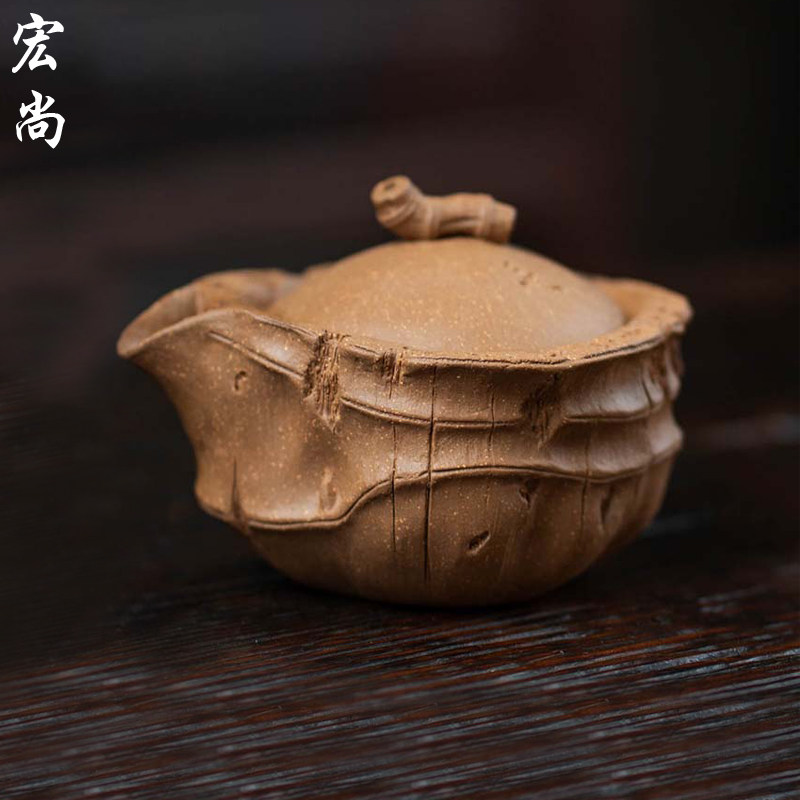 宏尚原矿宜兴紫砂壶公道杯分茶器竹节手抓壶功夫茶具老段泥公道壶