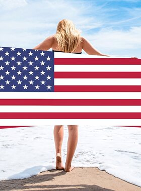 75*150美国国旗图案海滩毛巾-超吸水浴巾速干毛巾户外游泳健身房
