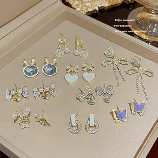 s925银针新款小众珍珠耳钉高级感秋冬百搭简约耳环女时尚耳饰