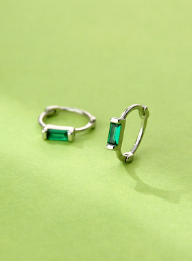 925银耳环女镶嵌绿色小众设计感气质耳坠时尚新款简约通勤耳骨钉