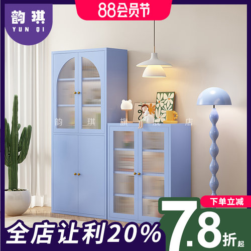 书架落地客厅铁艺防尘手办玩具收纳柜置物架储物家用儿童靠墙书柜