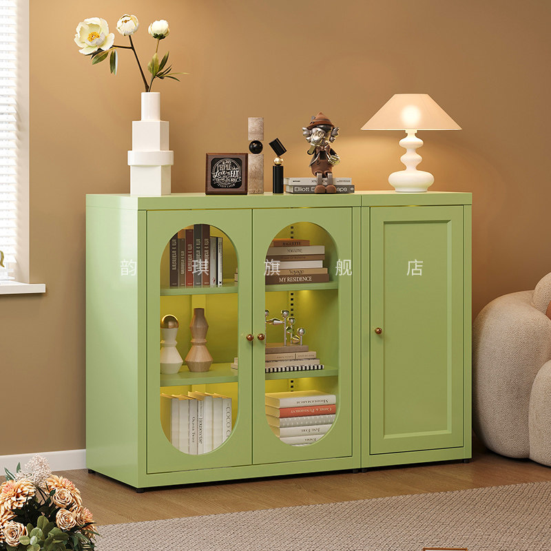 客厅置物柜可移动中古置物架柜子靠墙储物柜沙发边柜收纳柜茶水柜