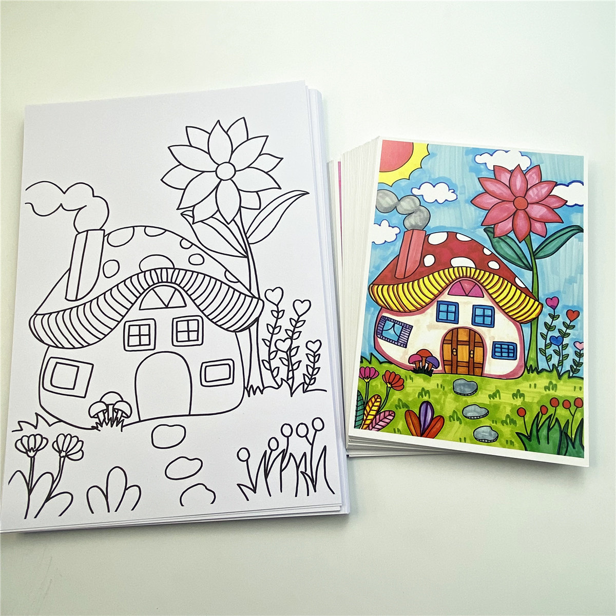 儿童画马克笔动漫小屋30张涂色卡