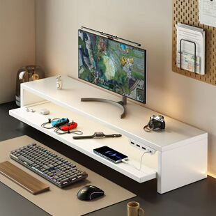 电脑增高架显示器托架垫高底座台式USB办公桌置物架ins风收纳架子