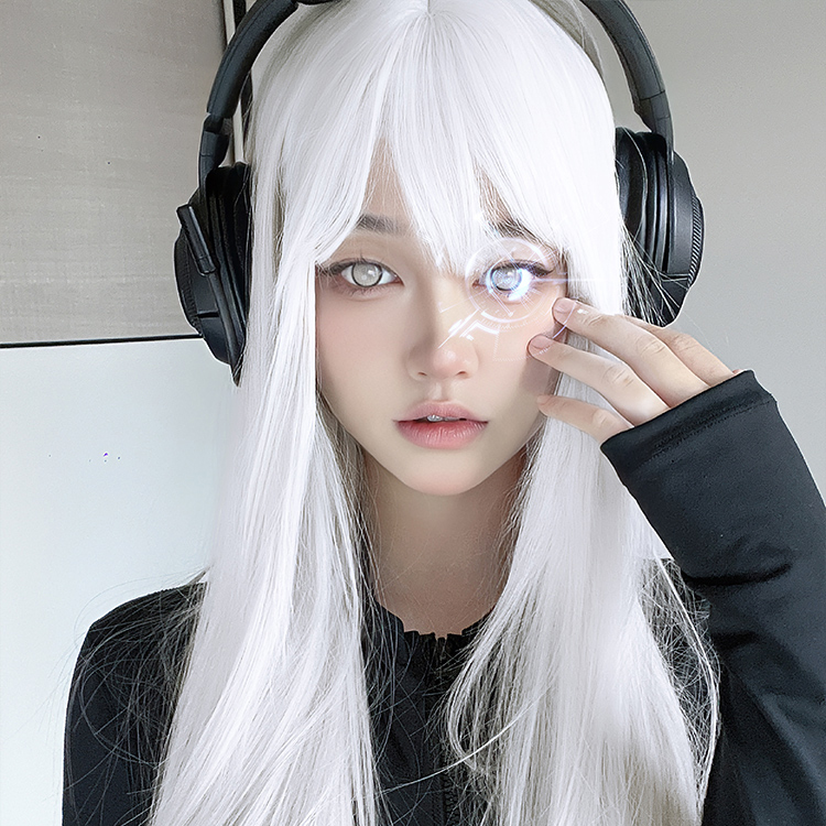 平角熊高温丝日常空气刘海全头套