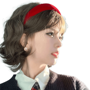 平角熊假发女短卷发全头套水波纹羊毛卷短发年轻显气质JK假发套式