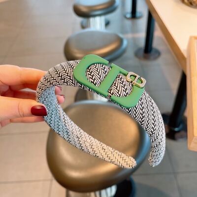 韩版新款cd海绵发箍秋冬高颅顶字母黑白时尚宽边头饰百搭头潮